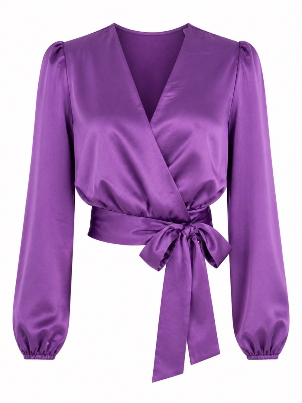 Satin Wrap Blouse in Lavender